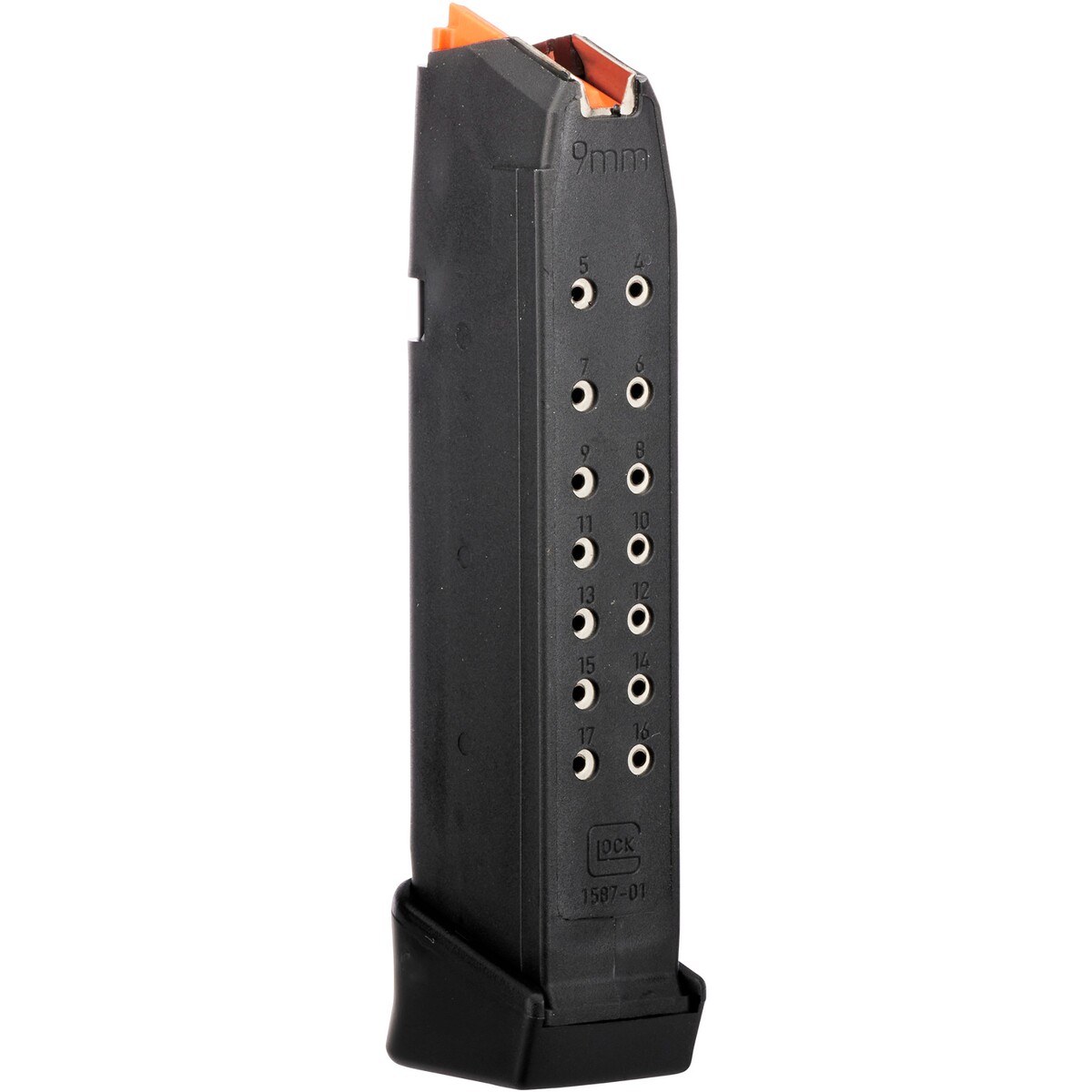 Magazin Glock 17, 17L und 34 – Magazinkapazität: 17+2 Patronen – Zubringer: Orange