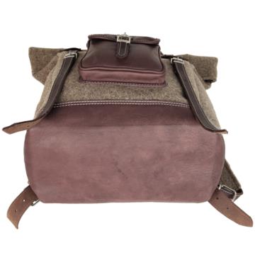 AKAH Rolltop-Rucksack aus Wollfilz und Olivenleder