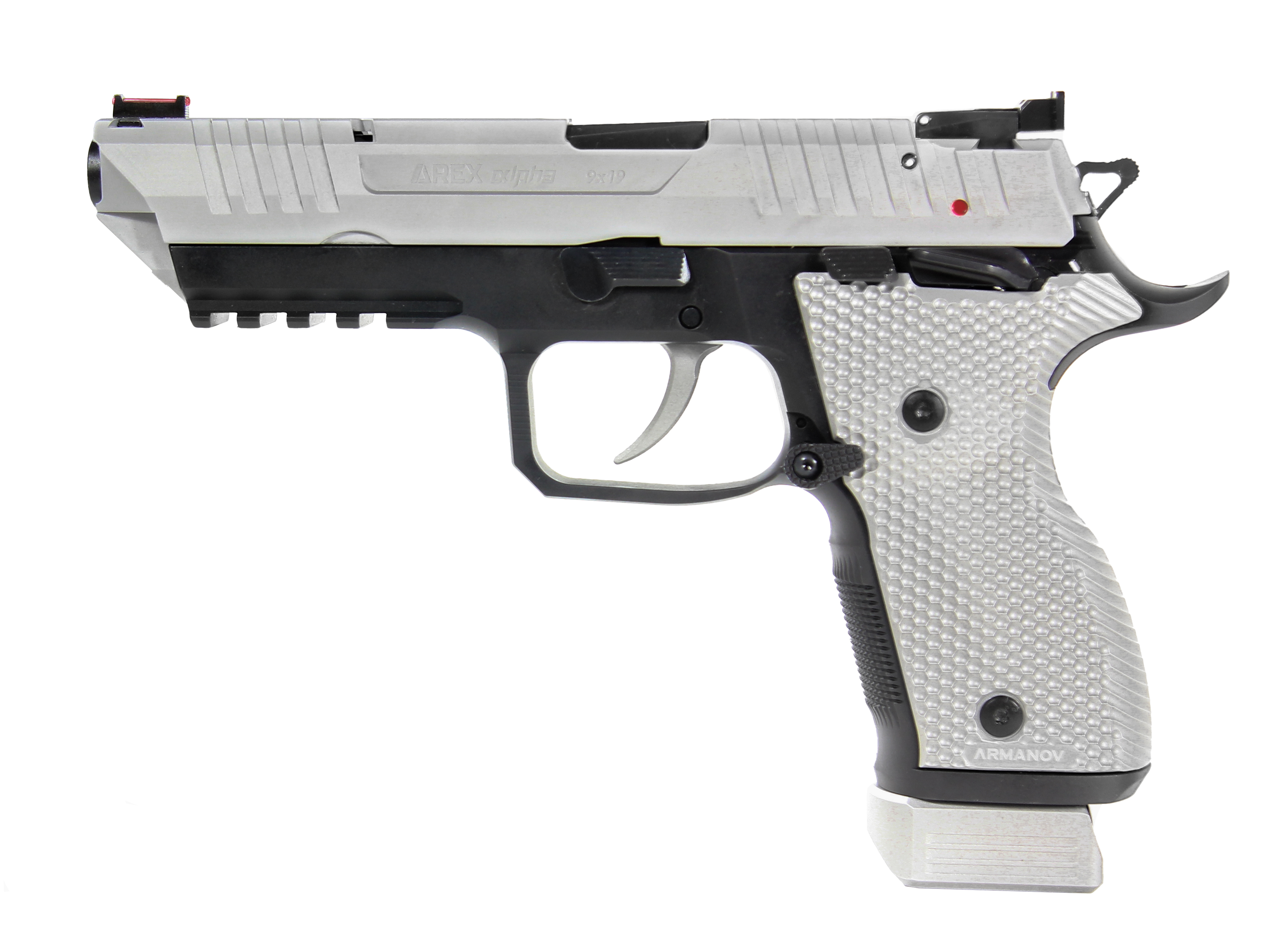 AREX Ganzstahl-Pistole ALPHA RACE, 5", Silver Finish/schwarz