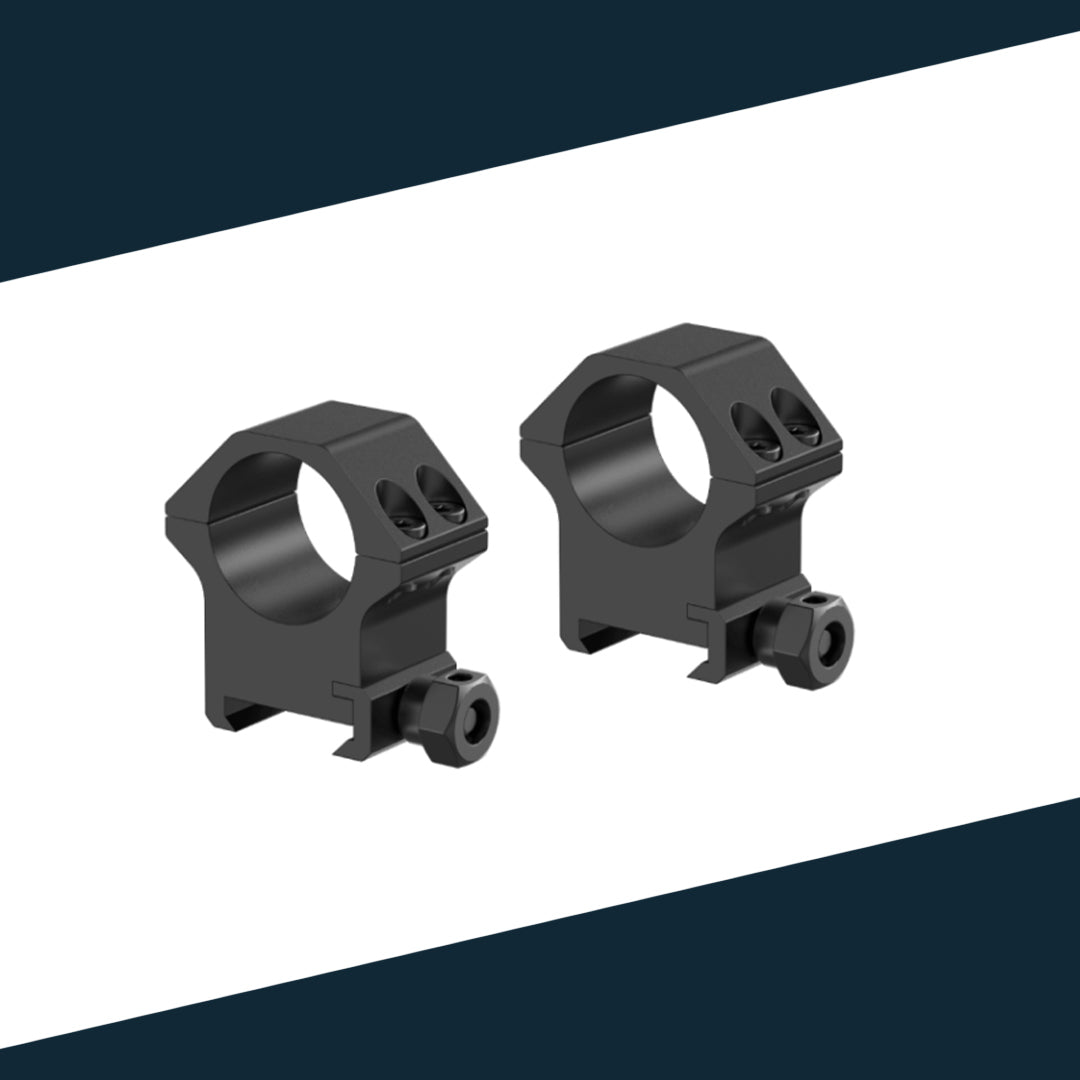 Victoptics Montageringe aus Aluminium für 21mm Schiene und 25,4mm Tubus in verschiedenen Höhen